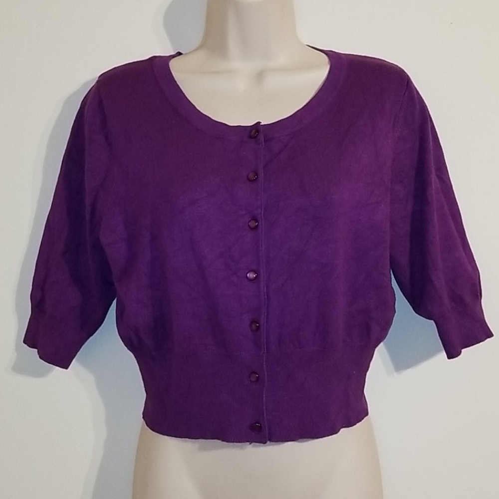 Ashley Stewart women's purple cardigan sweater